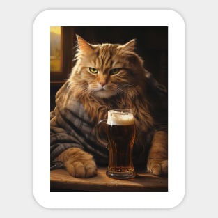 Funny Cat Beer Sticker